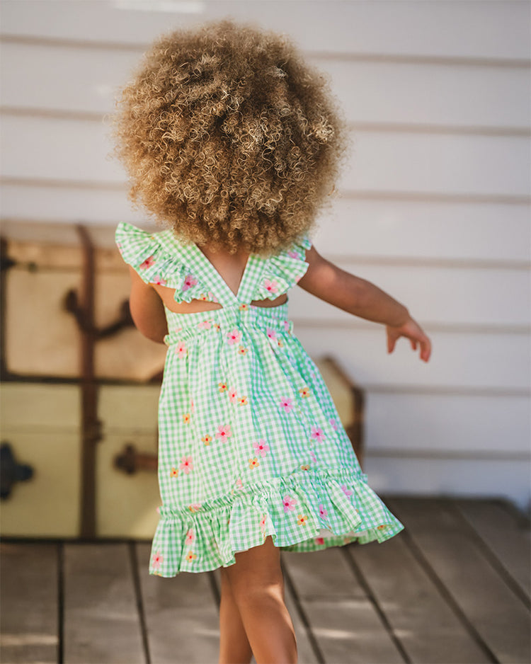 GROW WILD EMBROIDERED CHECK DRESS
