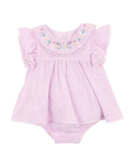 MADELYN EMBROIDERED OVERLAY DRESS WITH BODYSUIT